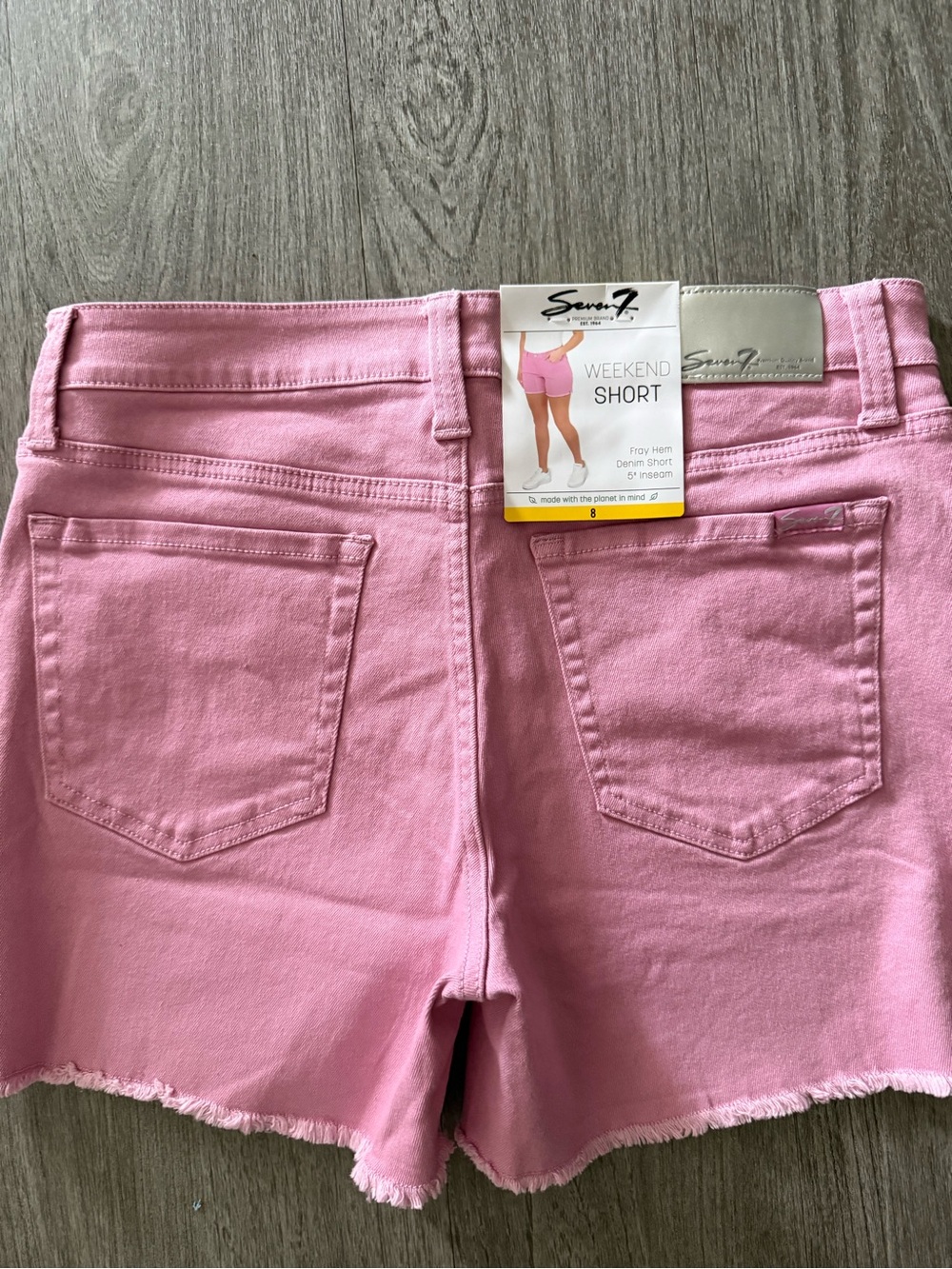 Seven7 Pink Frayed Denim Shorts - Picture 3 of 9